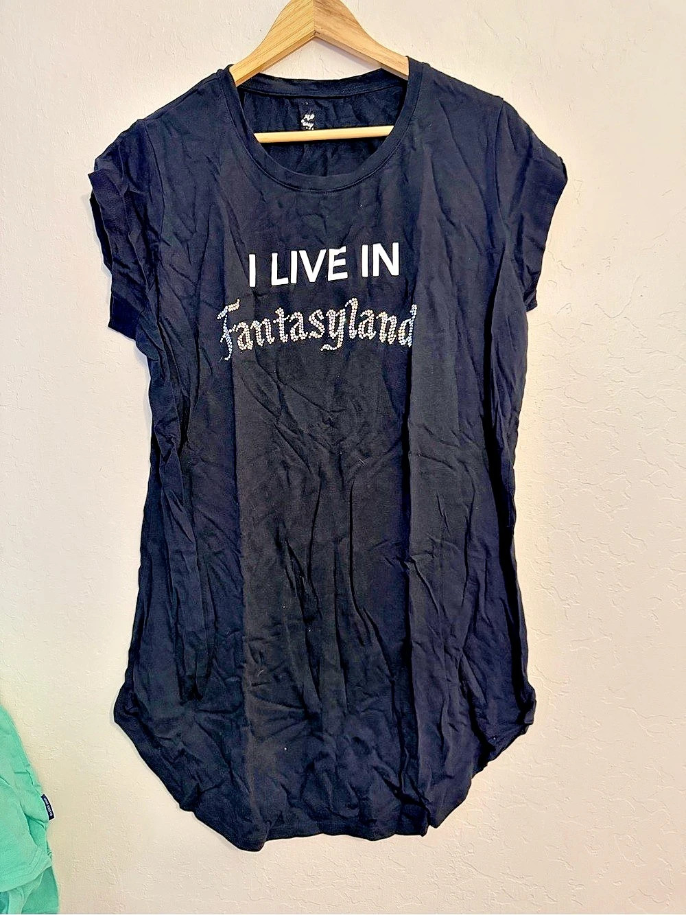 Disney Parks I Live in Fantasyland Rhinestone Tee Black